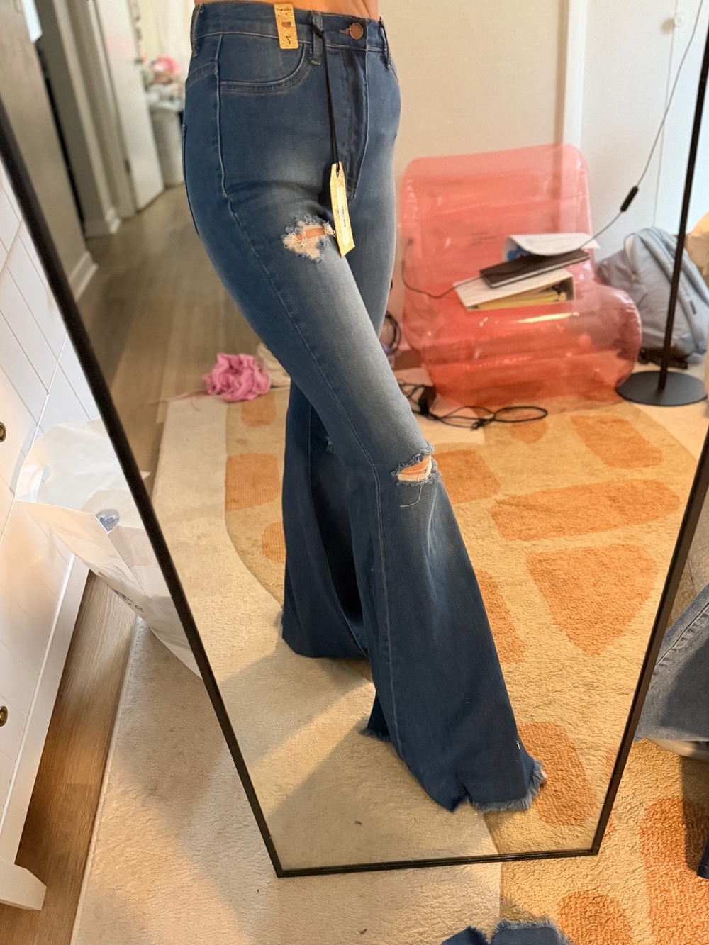 Vigoss High-Rise Distressed Blue Jeans for Women